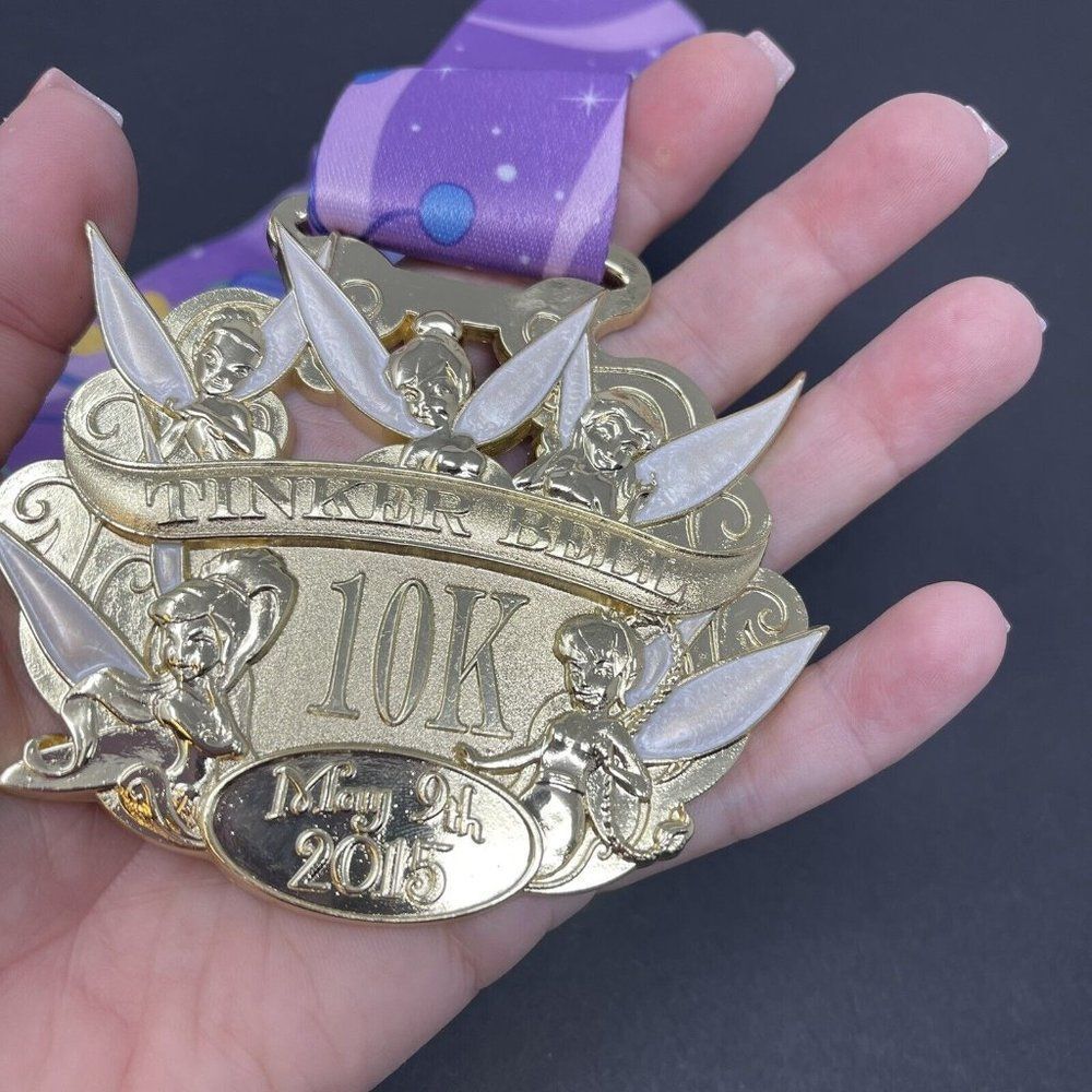 Tinkerbell 10k Finishers Medal 2015 Gold Disneyland Run Disney runDisney - Picture 5 of 5